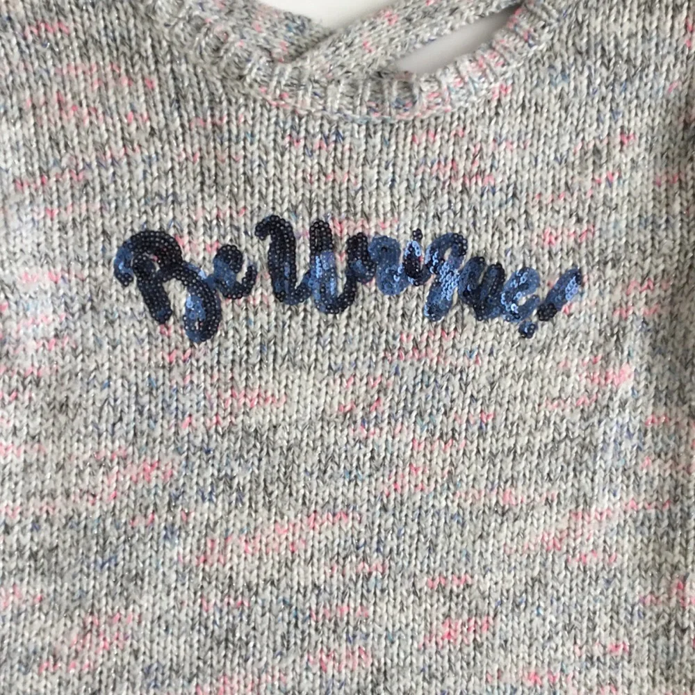 Justice Girls Sweater “Be Unique” Gray Pink Size 6